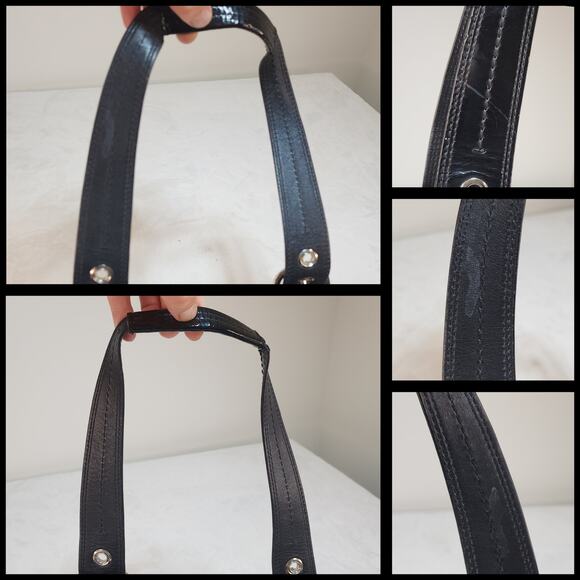 Coach Matching Purse Set of 3 Handbag Wallets Black Canvas Patent Leather - Picture 11 of 13